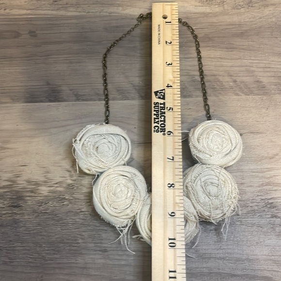 Hand crafted necklace bib statement rose floral hemp bronze chain boho artisan - Picture 7 of 10